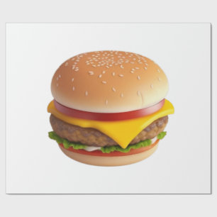 Cute Cheeseburger Illustration Wrapping Paper