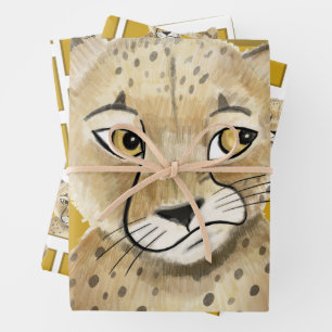 Cute Cheetah Gift Wrap Sheets   Safari Animal 
