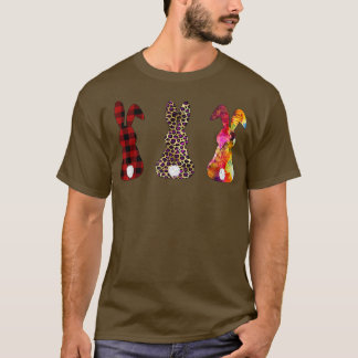 Cute Cheetah Leopard Red Buffalo Plaid Bunny Easte T-Shirt