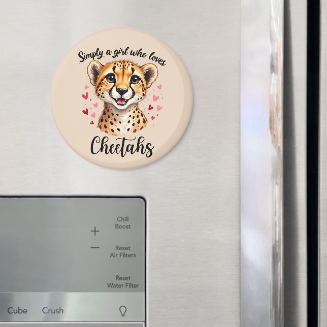 Cute Cheetah Lover Wildlife Art with Heart Accents Magnet (In Situ (Fridge))