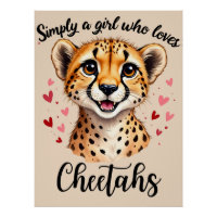 Cute Cheetah Lover Wildlife Art with Heart Accents