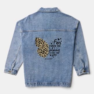 Cute Cheetah Print Butterfly Christian Religious B Denim Jacket