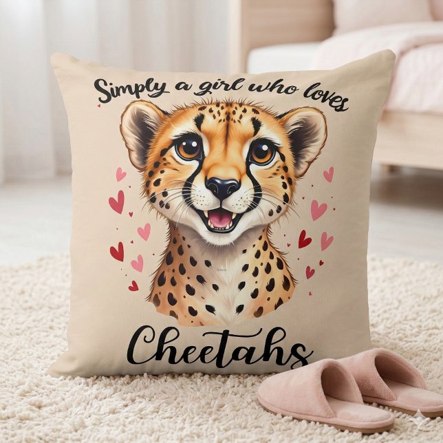 Cute Cheetah Safari Heart Wildlife Decor Cushion (Cute Cheetah Safari Heart Wildlife Decor Throw Pillow Mockup A)