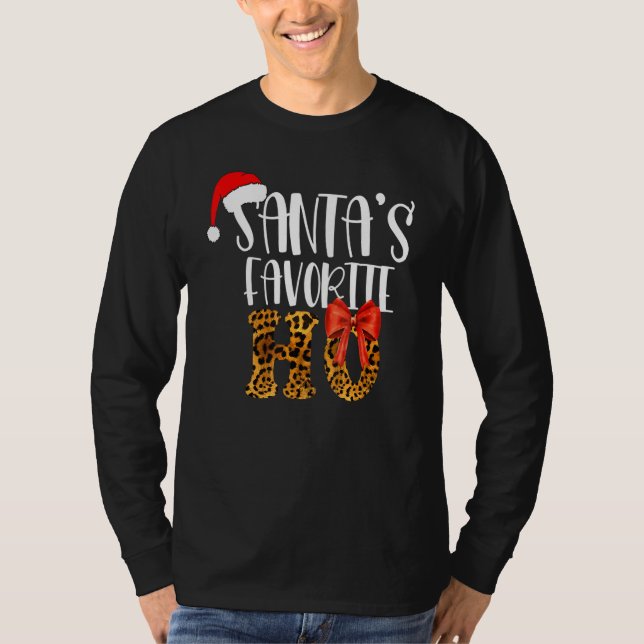 Cute Cheetah Santa's Favorite Ho Christmas  Women T-Shirt (Front)