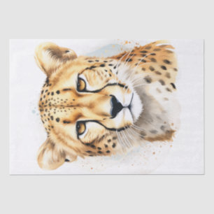 Cute Cheetah Wild Cat Watercolor Tissue Paper