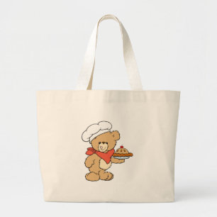 Cute Chef Baker Bear Large Tote Bag