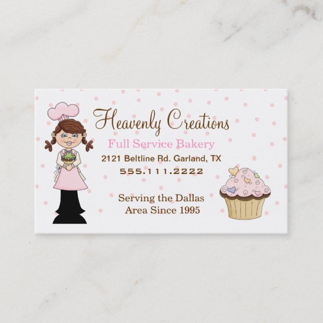 Cute Chef Bakery Cupcake Business Card (Front)
