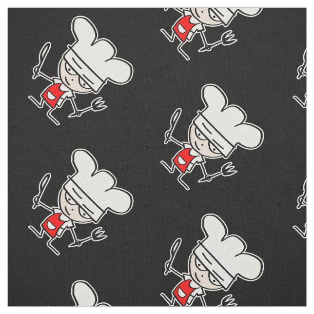 Cute chef cook cartoon pattern diy textile fabric (Swatch)