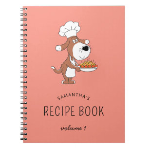 Cute Chef Cook Dog Puppy Kitchen Recipe Book