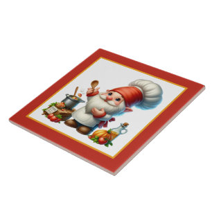 Cute chef cook lovers kitchen gnome  tile
