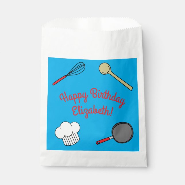 Cute Chef Cooking Kids 1st Birthday Party Favour Bags (Front)