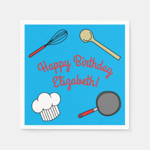 Cute Chef Cooking Kids 1st Birthday Party Napkin
