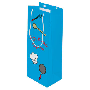 Cute Chef Cooking Kids 1st Birthday Party Wine Gift Bag