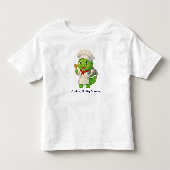 Cute Chef Dinosaur – Dino Jobs Toddler T-Shirt (Front)