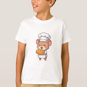 Cute Chef Mouse Holding Fresh Bread Kids T-Shirt
