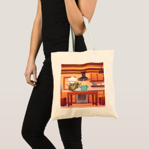 Cute Chef Owl Cooking in Kitchen Tote Bag