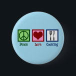 Cute Chef Peace Love Cooking Utensils 6 Cm Round Badge<br><div class="desc">Peace Love Cooking. A cute chef gift for a meal cook featuring a peace sign,  heart,  and cooking utensils like a spatula and a wisk.</div>