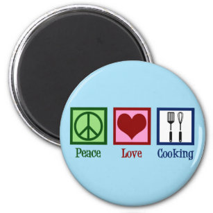 Cute Chef Peace Love Cooking Utensils Magnet