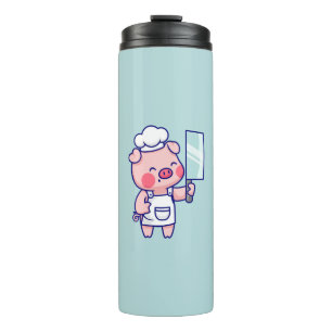 Cute Chef Pig with Cleaver Thermal Tumbler
