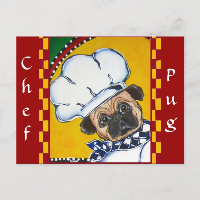 Cute Chef Pug Postcard (Front)