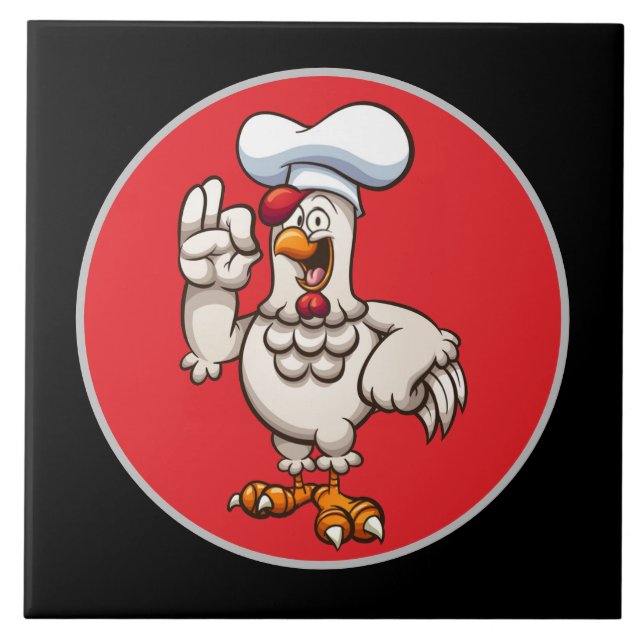 Cute chef rooster decor tile (Front)