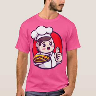 Cute Chef Serving Pizza Cartoon T-Shirt