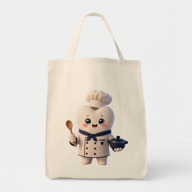 Cute Chef Tooth Character Funny Dentist Gift Tote  Bag (Front)