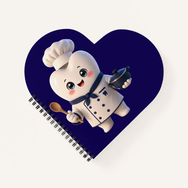 Cute Chef Tooth Character Heart Dentist Gift Noteb Notebook (Front)