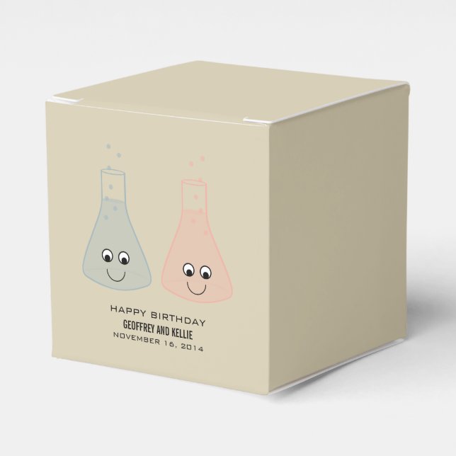 Cute Chemistry Birthday Favour Boxes (Front Side)