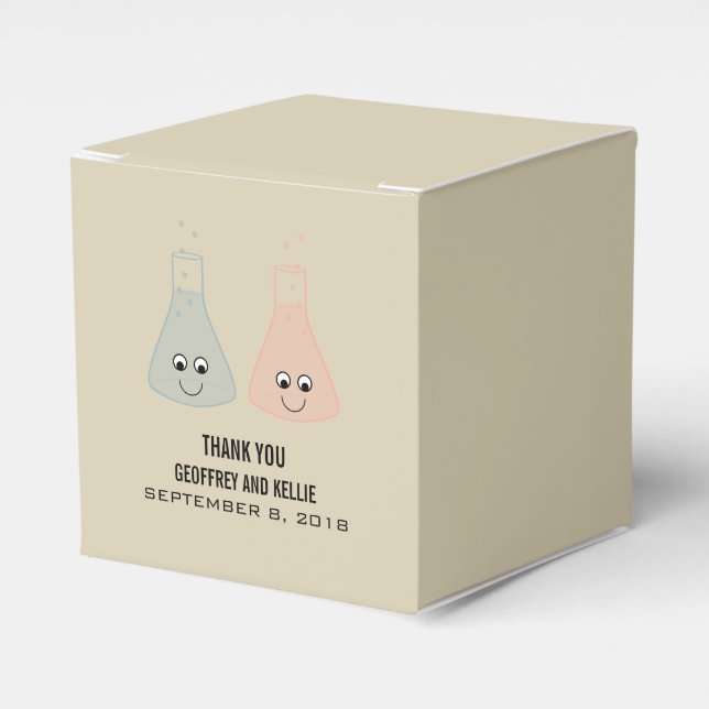 Cute Chemistry Wedding Favour Boxes (Front Side)