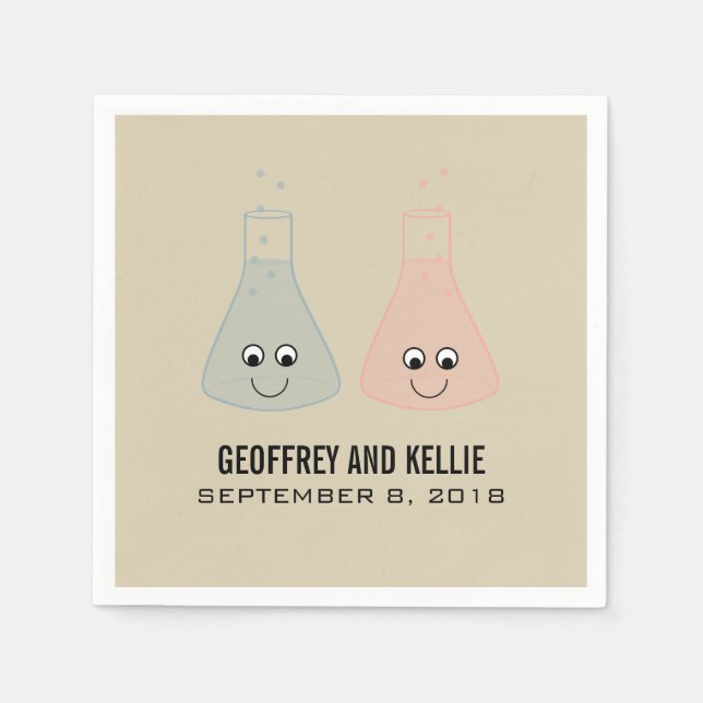 Cute Chemistry Wedding Paper Napkins (Front)