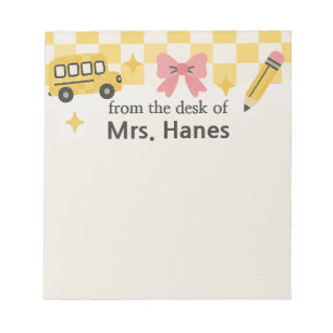 Cute Chequerboard Teacher Personalised Notepad
