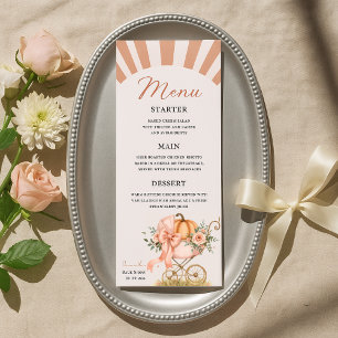 Cute Chequered Bow Pumpkin Watercolor Pink  Menu