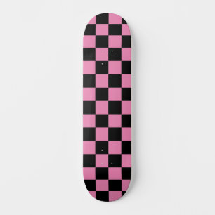 Cute Chequered (chequered) Pink and Black pattern Skateboard