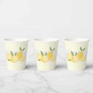 Cute Chequered Fresh Summer Lemons Paper Cups