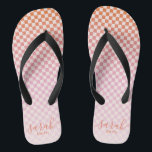 Cute Chequered Pink Orange Summer Jandals<br><div class="desc">Cute Chequered Pink Orange Summer Flip Flops</div>