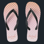 Cute Chequered Pink Orange Summer Jandals<br><div class="desc">Cute Chequered Pink Orange Summer Flip Flops</div>