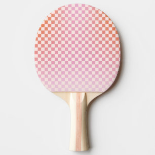 Cute Chequered Pink Orange Summer Ping Pong Paddle