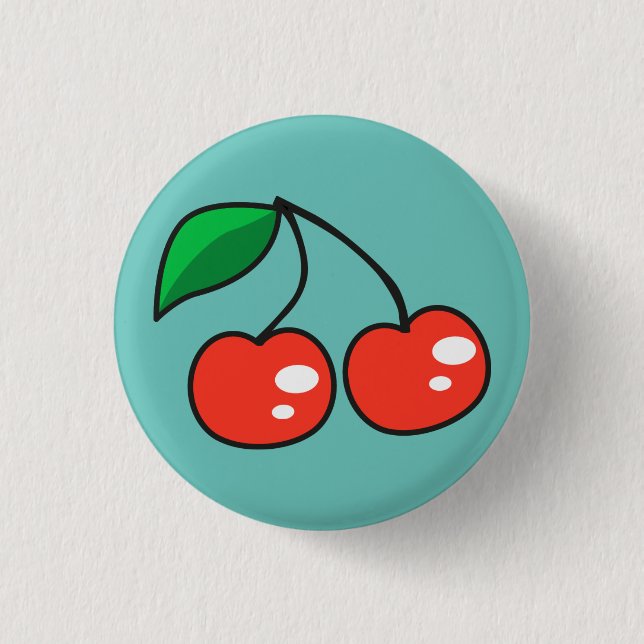 Cute Cherries Badge Pin Button (Front)