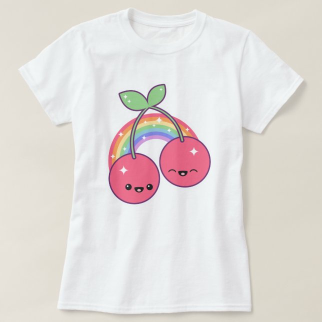 Cute Cherries with Rainbow T-Shirt (Design Front)