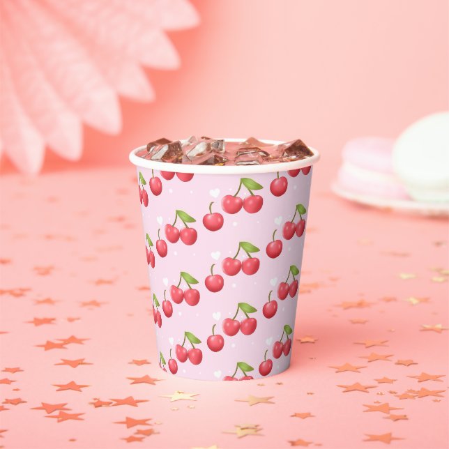 Cute Cherry 1st Birthday Party Paper Cups (Insitu)