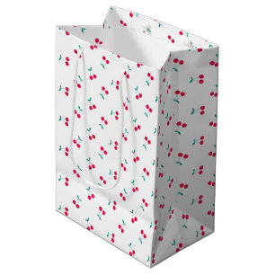 Cute Cherry Aesthetic Cherries Pattern White Medium Gift Bag