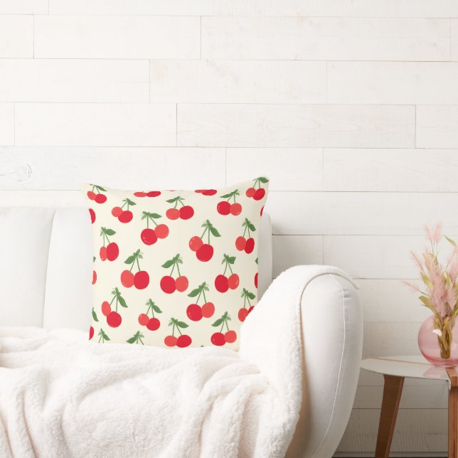 “Cute Cherry Aesthetic Pillow 🍒✨ | home decor (Couch)