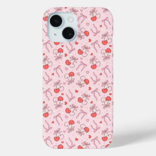 Cute Cherry and Bow iPhone 15 Case