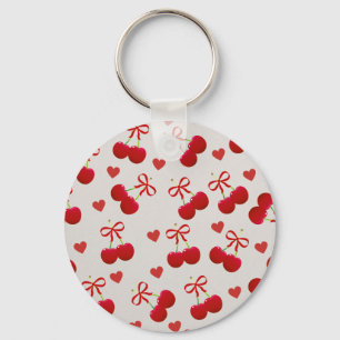 Cute Cherry and Heart Pattern Keychain