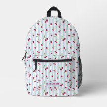 Cute Cherry Blue Stripes Retro Personalised