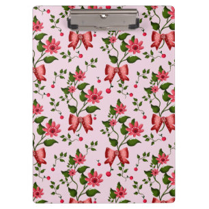 Cute Cherry Bow floral Pattern  Clipboard