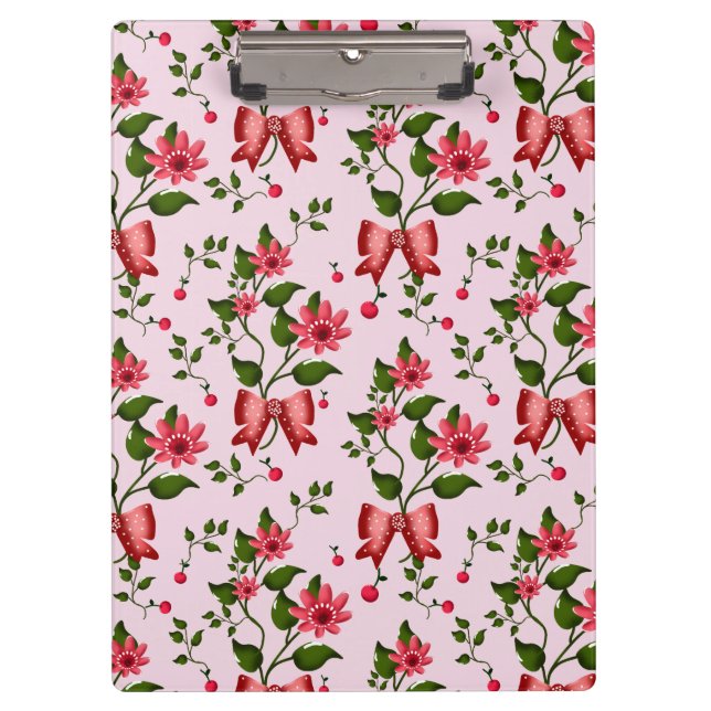 Cute Cherry Bow floral Pattern  Clipboard (Front)