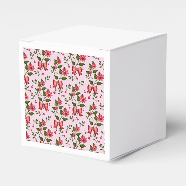 Cute Cherry Bow floral Pattern  Favour Box (Front Side)