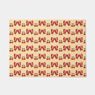 Cute Cherry Bow Seamless Pattern Pink Aesthetic Ka Doormat
